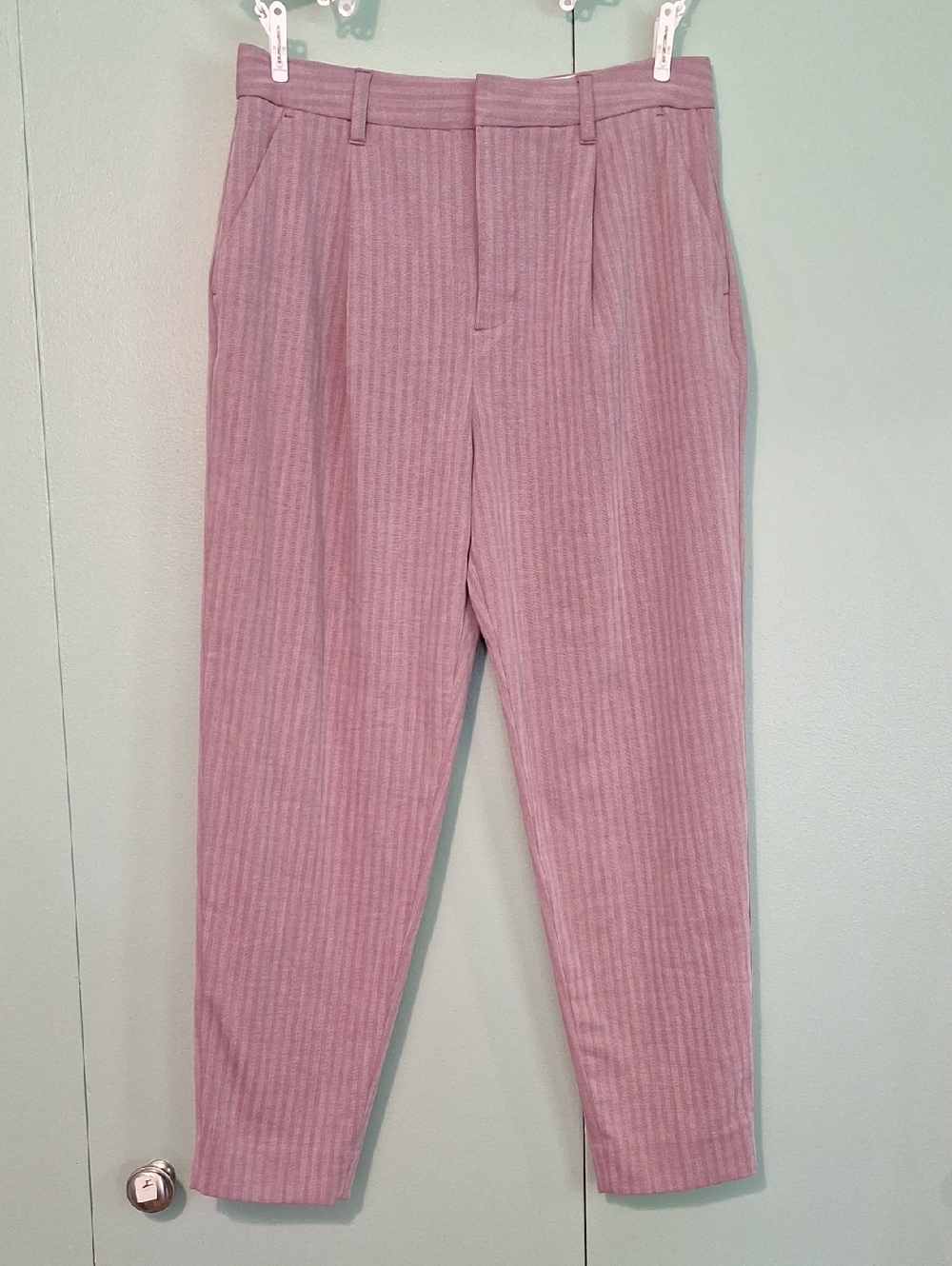 Banana Republic Striped High Rise Taylor Purple Mauve Dress Pant Size 4